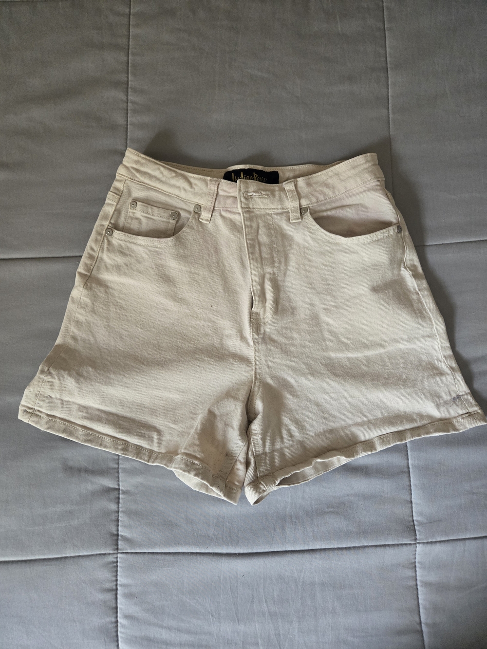 Indigo Rein Cream High-Rise Jean Shorts